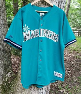 Vtg Ken Griffey Jr.  Seattle Mariners Jersey 2xl Majestic Made In Usa 24 Teal