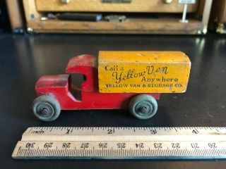 Yellow Van And Storage Co.  - Vintage Wood Toy Truck