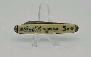 Vintage 5 Cents Coca Cola In Bottles Pocket Knife Green Coke Logo