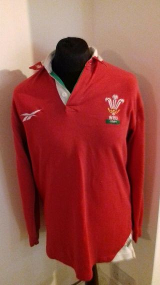 Vintage Wales National Rugby Union Team Shirt Reebok Size 34/36
