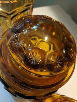Vintage set of 3 L.  E.  Smith amber glass canisters,  moon and stars 2