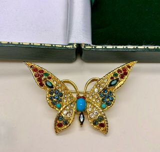 Vintage Jewellery Sphinx Rhinestone/cabochon Butterfly Brooch/pin