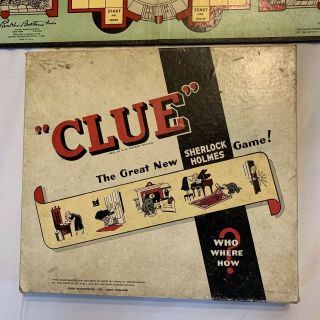 Vintage Parker Bros Clue Board Game Sherlock Holmes Version 1949 Release 4