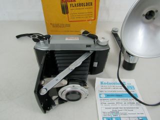 Vintage Kodak Tourist II Camera,  Large Flash With Kodak Flash Holder - 2