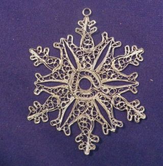 Vintage Delicate Silver Tone 3 " X 4 " Snowflake Ornament Or Pendant Ooak