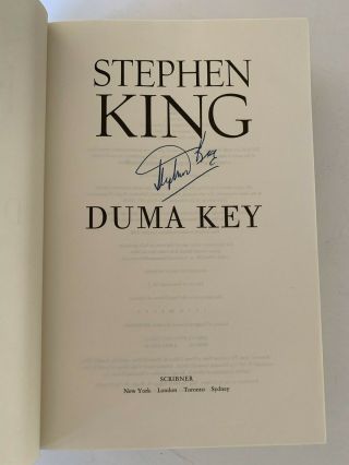 Signed by Stephen King DUMA KEY 2008 First Edition HCDJ 5