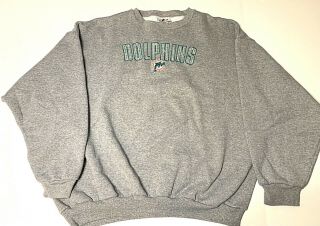 Vtg Miami Dolphins Men’s 2xl Logo Athletic Nfl Crew Sweatshirt Gray Stitched