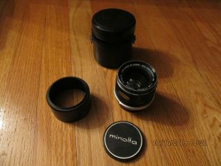 Vtg Minolta Mc W Rokkor - Hg 1:28 F=35mm Lens Kit 1456053 Japan W/hood Cap Case