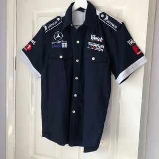 Vintage Mercedes Benz Formula 1 F1 Mens Short Sleeve Shirt Size Medium (m) West