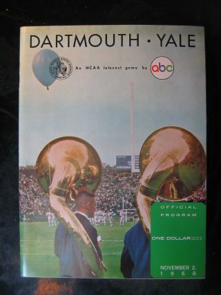 Vintage November 2,  1968 Dartmouth Vs Yale Football Program
