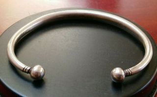 Vintage Modernist Sterling Silver Torque Bracelet Bangle Cuff Thick