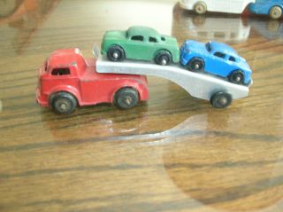 Vintage Barclay Toy Car Carrier Auto Transport W/ 2 Cars