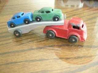 Vintage Barclay Toy Car Carrier Auto Transport w/ 2 cars 2