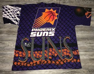 Vintage 90’s Men’s Phoenix Suns Magic Johnson T ' s All Over Print T - Shirt Size L 2