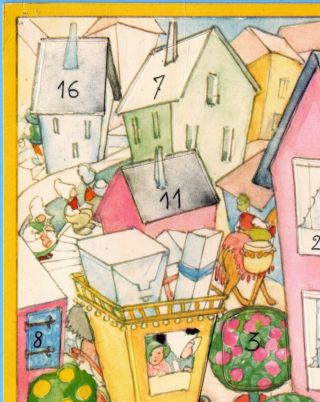 Vintage Barnens Advent Christmas Calendar Sweden 1957 Aina Stenberg Masolle 2