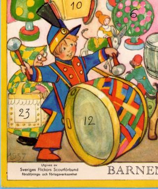 Vintage Barnens Advent Christmas Calendar Sweden 1957 Aina Stenberg Masolle 5