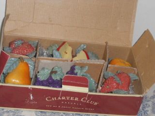 Vtg.  1999 Charter Club / Summer Grove Ornamental Fruit Design Napkin Rings