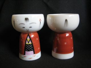 Vintage Asian Japan Sake Egg Cups Hand Painted Porcelain Sticker