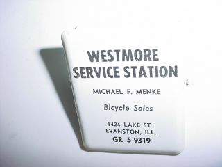 Vintage Westmore Service Station Advertising Paper Clip Bike Sales Evanston Il