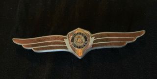 Vintage Dodge Brothers Winged Enamel Porcelain Emblem Badge 9”
