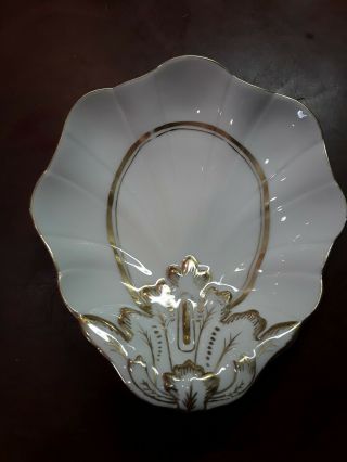 Vintage White Porcelain Shell Soap Dish With Gold Leaf Accents G 961 W/g