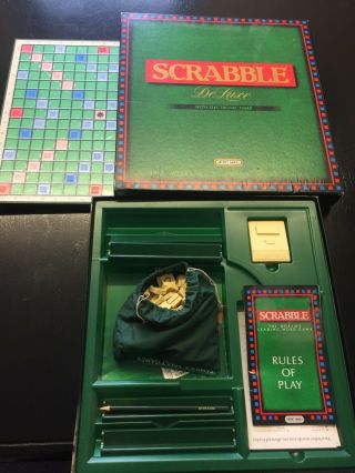 Vintage Scrabble De Luxe Board Game By Spears With Timer & Turntable Complete