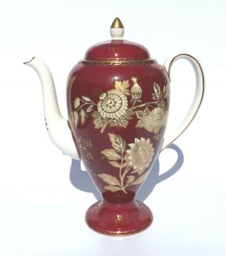 Vintage Wedgwood Porcelain Ruby Tonquin Pattern Coffee Pot - Lovely