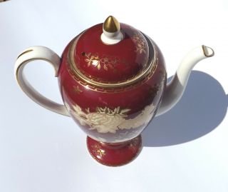 Vintage Wedgwood Porcelain Ruby Tonquin Pattern Coffee Pot - Lovely 5