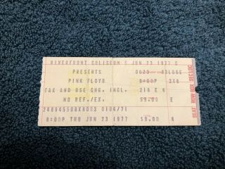 Vintage Pink Floyd Ticket Stub Riverfront Coliseum Cincinnati June 23,  1977