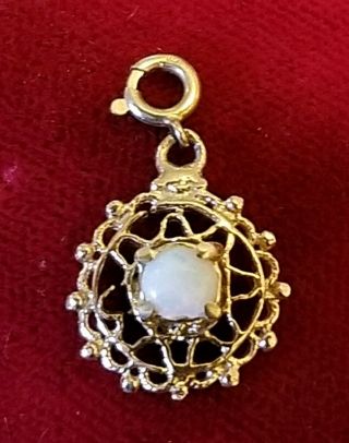 Vintage Estate 14k Solid Yellow Gold Fire Opal Charm 1.  1g