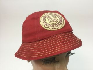 Vintage 1950’s Cornell University Big Red Bucket Hat W/ Felt Patch
