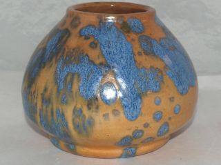 Vintage Contemporary Studio Art Pottery Blue Spotted Drip Decoration