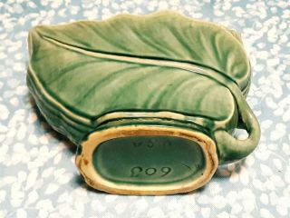 Vintage Mccoy Art Pottery Leaf Handled Green Vase Pitcher 6 "