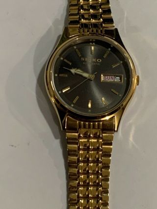Vintage Seiko 5 Automatic 17 Jewel Gold Plated Case Day Date Men 