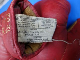 Vintage RED n BROWN KID leather Classic BOXING GLOVES Old Fashioned Gloves 5