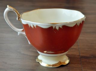 Vintage Royal Albert Bone China England Crimson White Gold Scalloped Design Cup