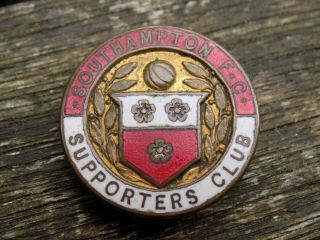 Vintage Southampton F.  C.  Supporters Club Enamel Lapel Badge - Scarce Pre - War