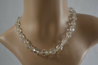 Vintage 1930s Austrian Clear Faceted Glass Bead Necklace Art Deco
