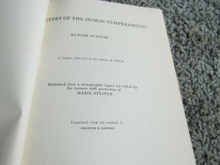 THE MYSTERY OF THE HUMAN TEMPERAMENTS by Rudolf Steiner.  1944 2