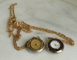Vintage Ladies Swiss Wind Up Lucerne Pendant Embossed Watch With Chain