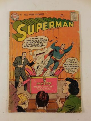 Vintage Dc Comics Superman 111 Mysto Magician Cover 1957 Silver Age 10 Cents