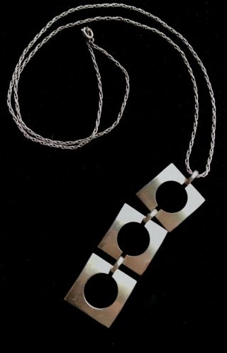 Vtg Danecraft Sterling Silver Modernist Pendant Necklace Signed 24 " 15.  3g M023
