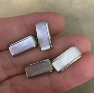 Vintage Jewellery Art Deco Sterling Silver And Mother Of Pearl Cufflinks