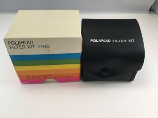 Polaroid 595 Filter Kit Land Camera Model 180 Camera Hood 2 Filters Case