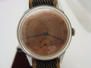 Vintage Military Ww2 Gervaux S.  A.  Ancre 15 Rubis Wrist Watch