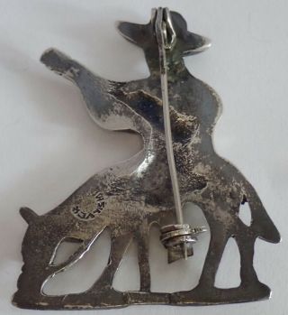 VINTAGE MEXICAN STERLING SILVER TURQUOISE MAN RIDING HORSE BROOCH 4