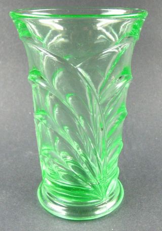 Vintage 1930s Bagley Art Deco Uranium Glass Osprey Tumbler Vase 3153