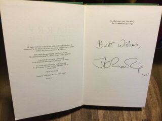 Signed Harry Potter Book Signed By J.  K.  Rowling 