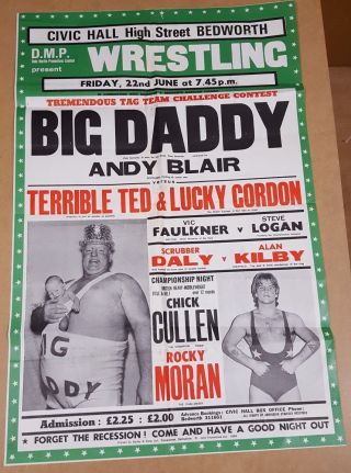 Vintage Wrestling Poster 1984 Big Daddy Andy Blair Terrible Ted Chick Cullen