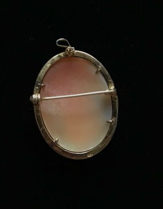 Vintage 800 Silver Gold Tone Shell Cameo Brooch MARKED 1 1/2 